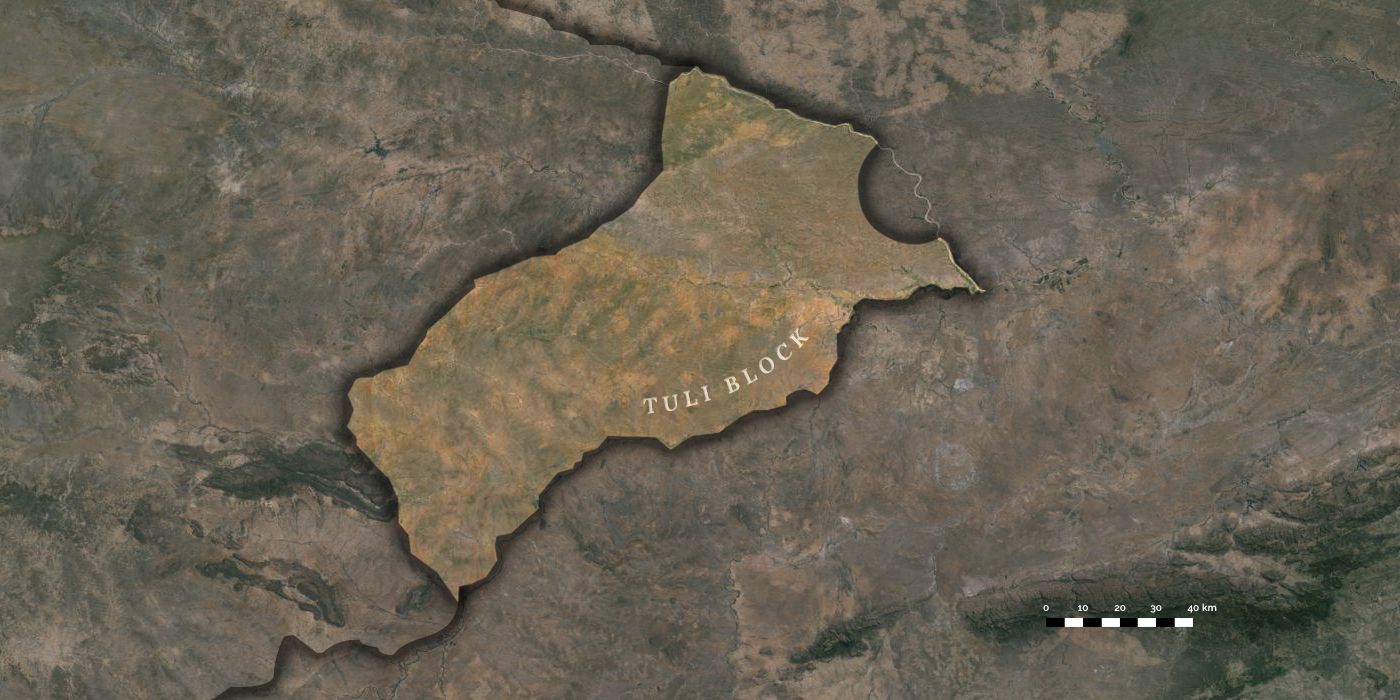 Map showing the Tuli Block in the southeast of Botswana